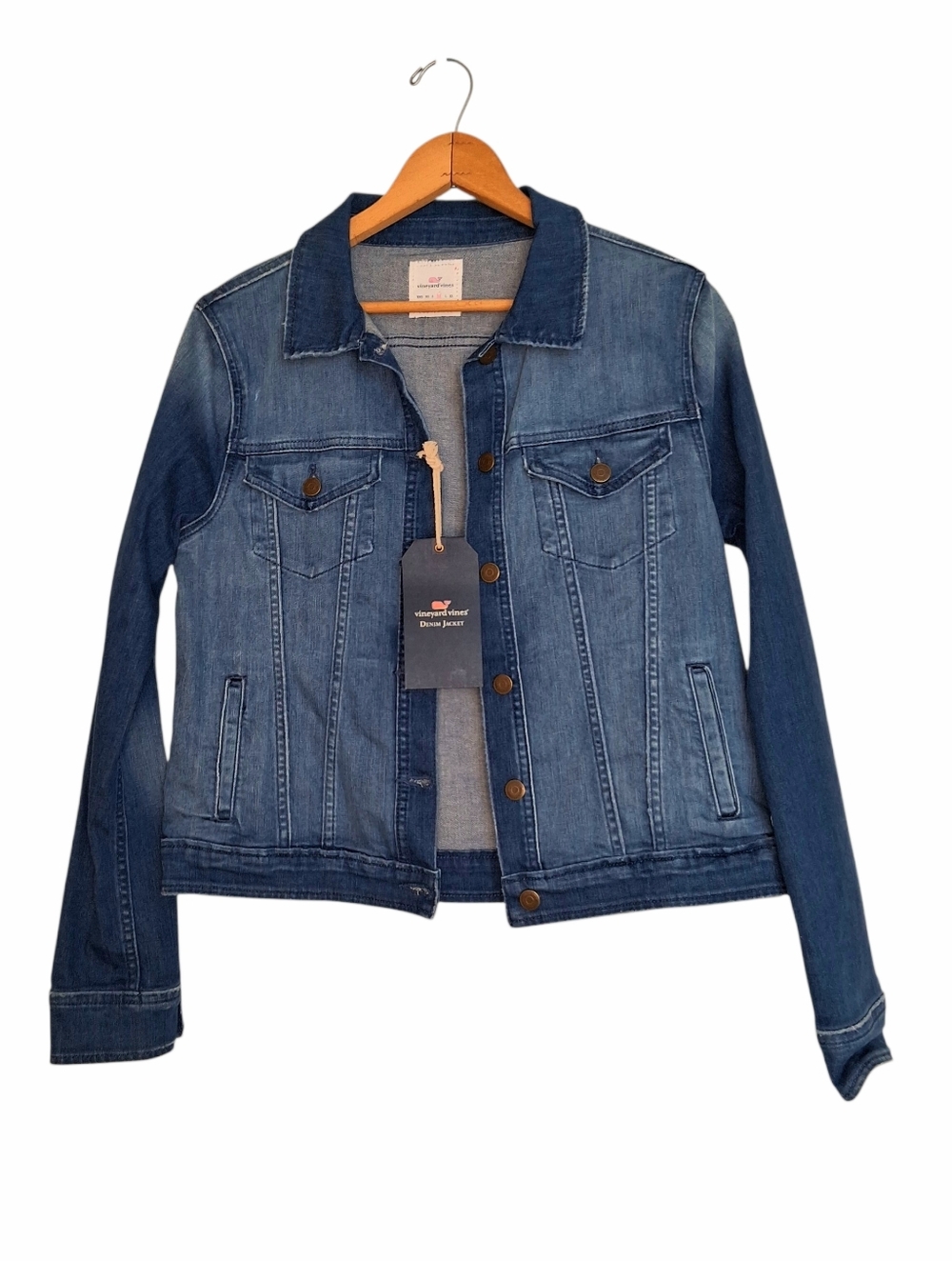 NEW Vineyard Vines Vintage Beach Wash Denim Jacket Sz Med Bayside Blue NWT
